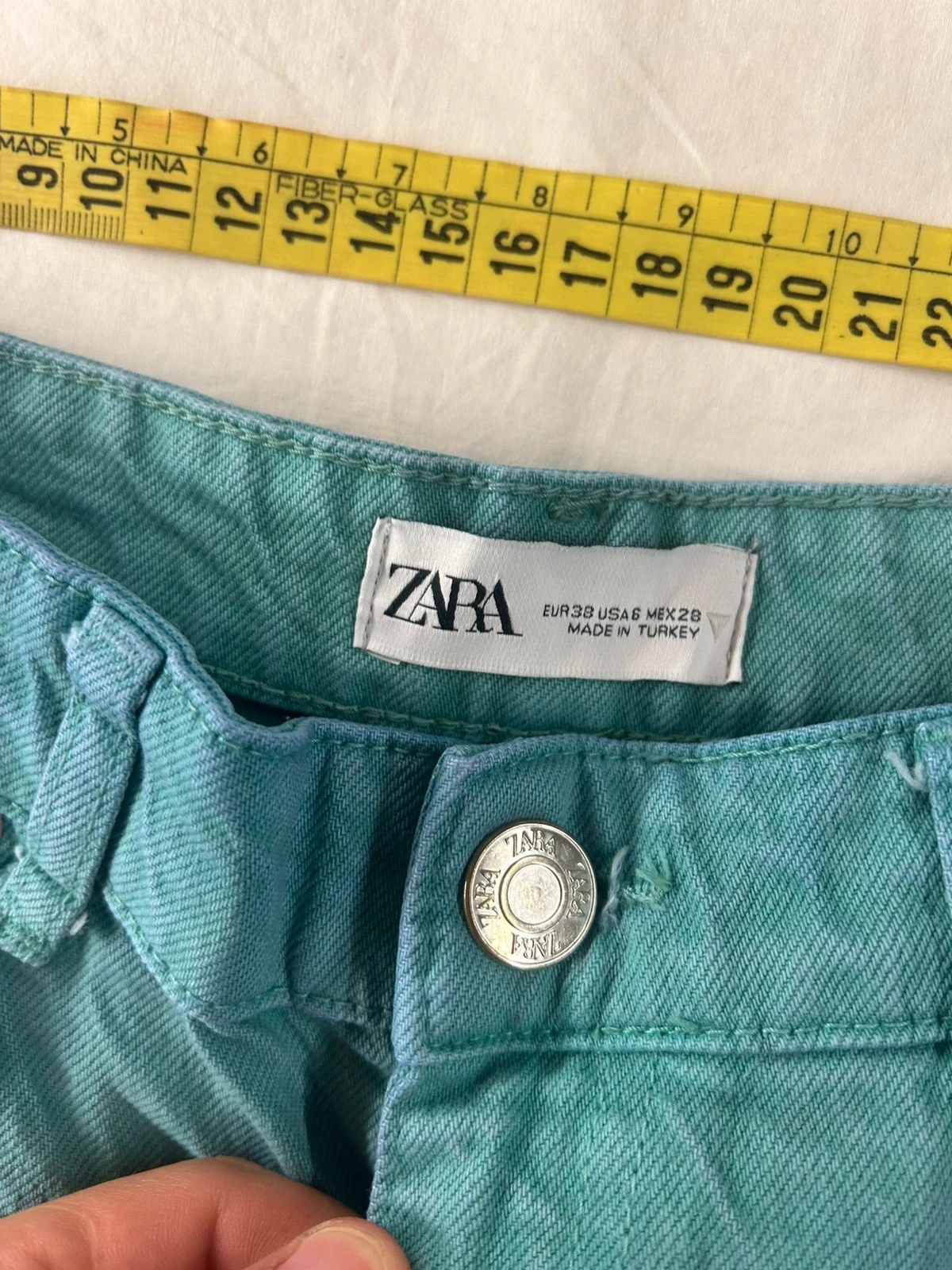 Zara blue green flared wide leg jeans size 38 vintage – photo 9